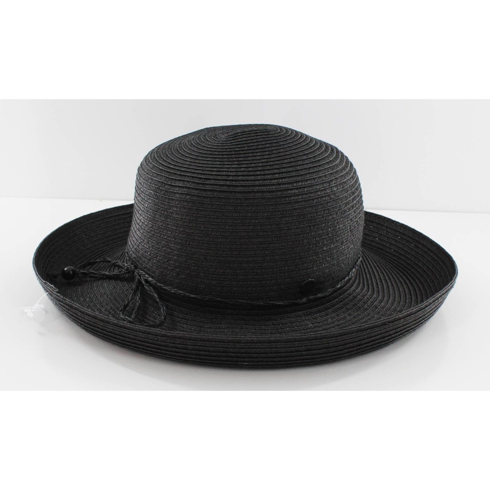Vince Camuto Black Paper Braid Kettle Hat #HT185 - Picture 1 of 3